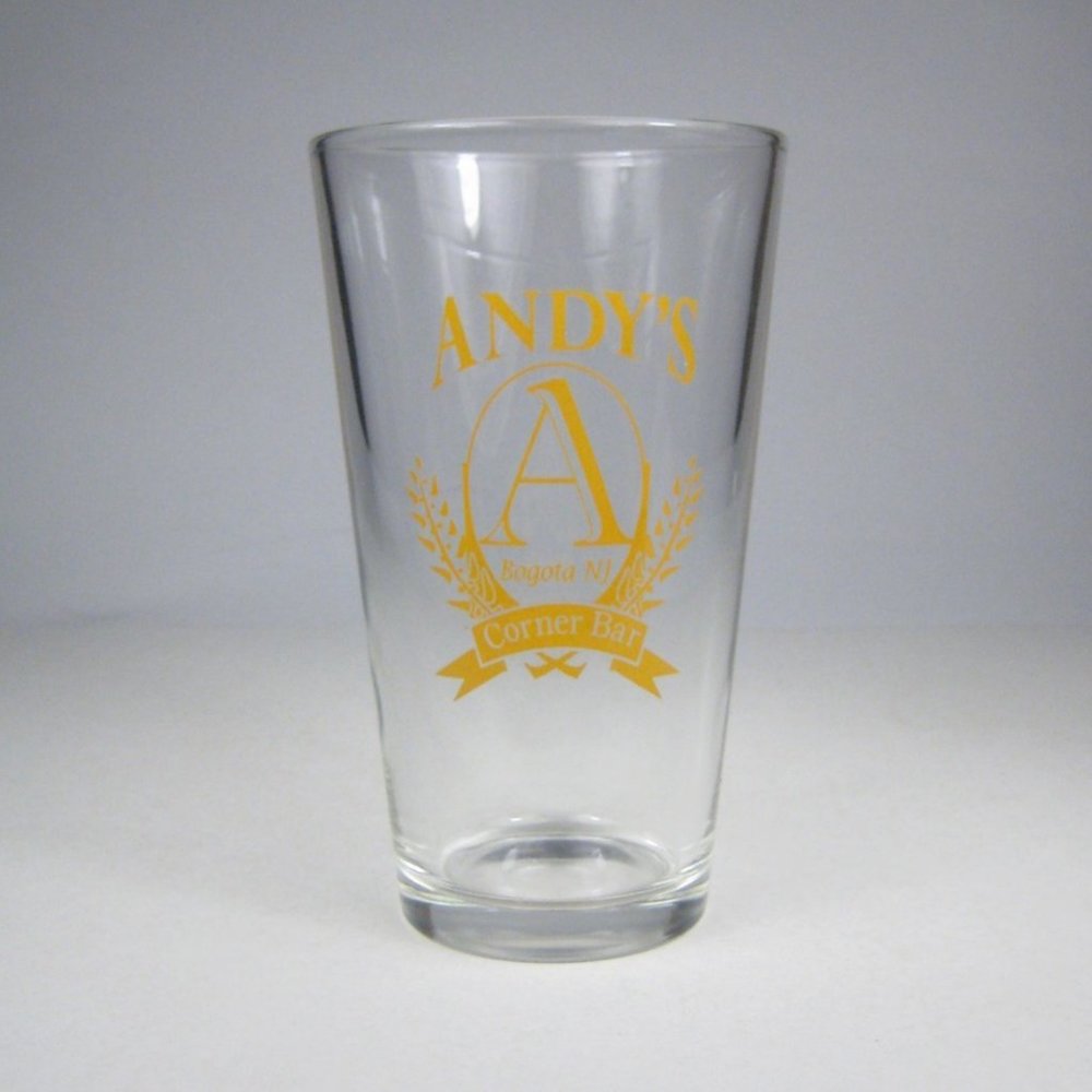 Andy Corner Bar Pint Glass Bogota New Jersey Beer Glass Clear